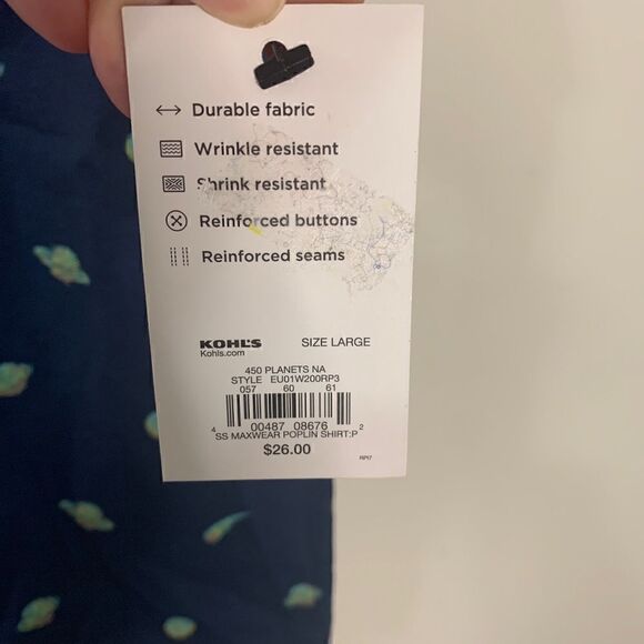 Urban Pipeline Boys Blue Planet Print Short Sleeve Button-Down Poplin Shirt  L - Picture 5 of 8